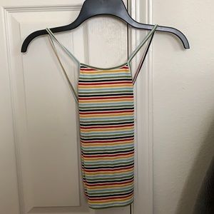 striped cross back halter top